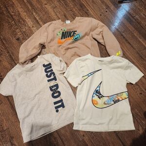 Nike Kids' Long Sleeve Tees - Tan, Cream, and White